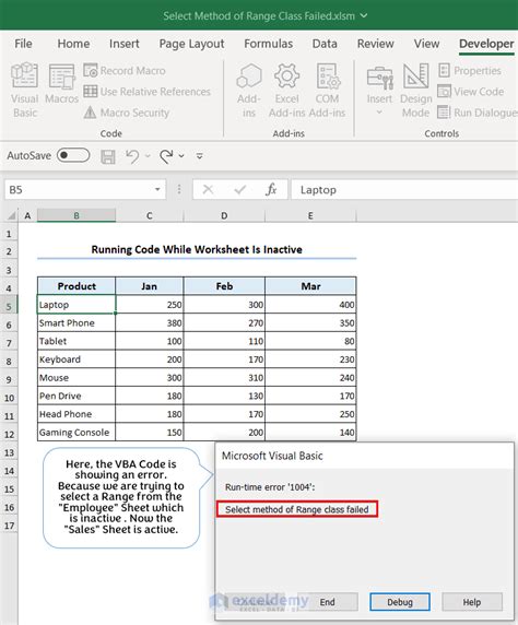 Run Time Error 1004 Select Method Of Range Class Failed Reason And