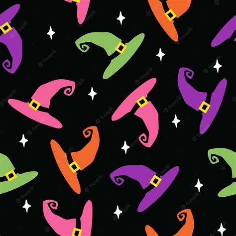 Premium Vector | Seamless pattern colorful of witch hat. Halloween party. Design for wallpaper ...