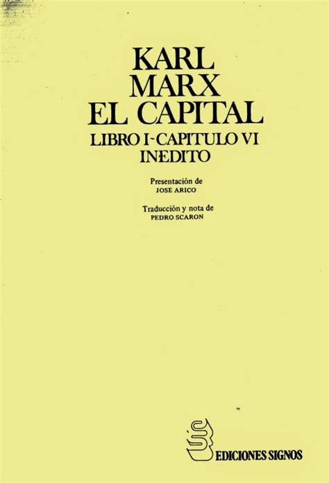 Karl Marx El Capital Libro I Cap Tulo Vi In Dito