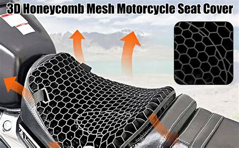 Caffney Motorcycle Seat Cushion Gel Shock Absorption 3D Honeycomb Mesh