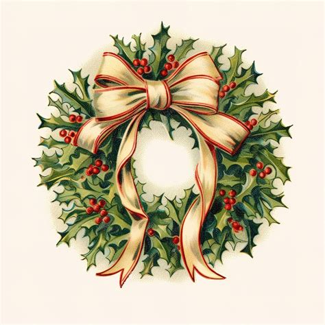 Vintage christmas clip art wreath | Premium AI-generated image