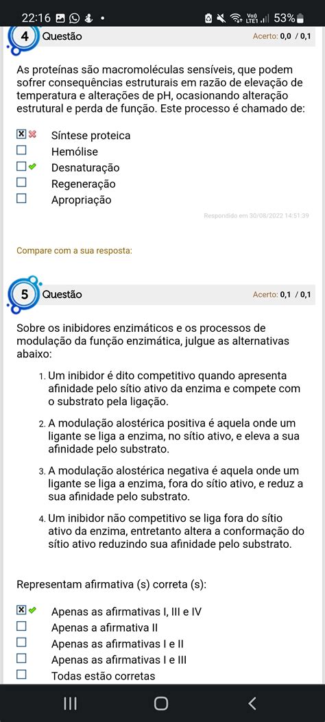 Avaliando Aprendizado Fundamentos De Bioqu Mica