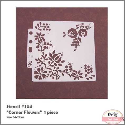 Jual Plastic Stencil S04 Cetakan Stensil Lukis Craft Kue Cake Scrapbook ~ Corner Flower