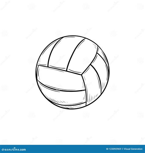 Icono Dibujado Mano Del Garabato Del Esquema De La Bola Del Voleibol