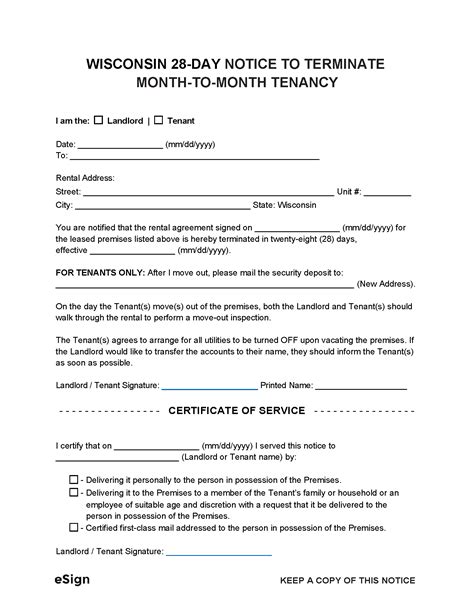 Free Wisconsin Eviction Notice Templates Laws Pdf Word