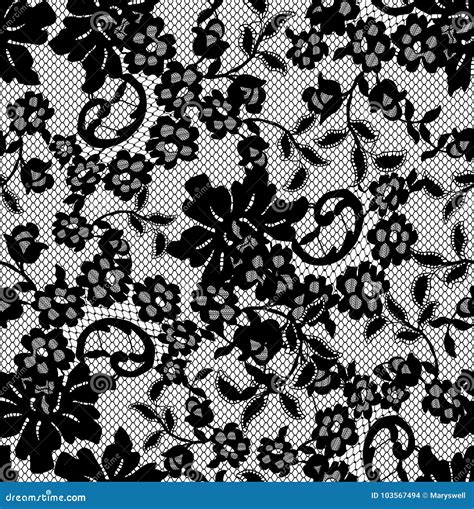 Seamless Vector Black Lace Pattern Stock Vector Illustration Of Mesh