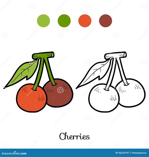 Libro De Colorear Frutas Y Verduras Cereza Ilustraci N Del Vector