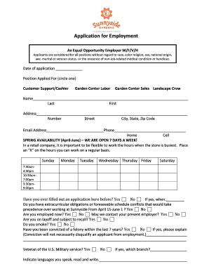 Fillable Online Application For Employment Sunnyside Gardens Fax