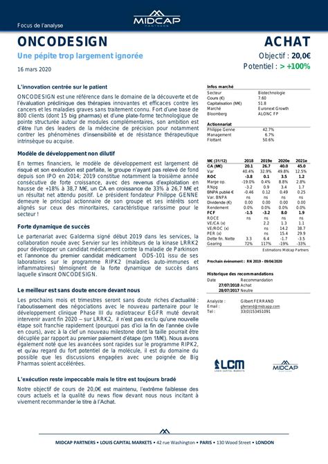 Focus De L Analyse ONCODESIGN 16 03 2020 Pdf DocDroid