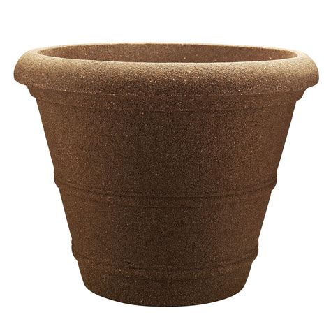 Veranda 20 In Dia Granite Brown Resin Planter Rvn2006gb The Home Depot