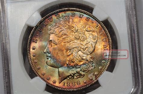 Morgan Silver Dollar Ngc Ms Rainbow Toned Colorful Toning Color