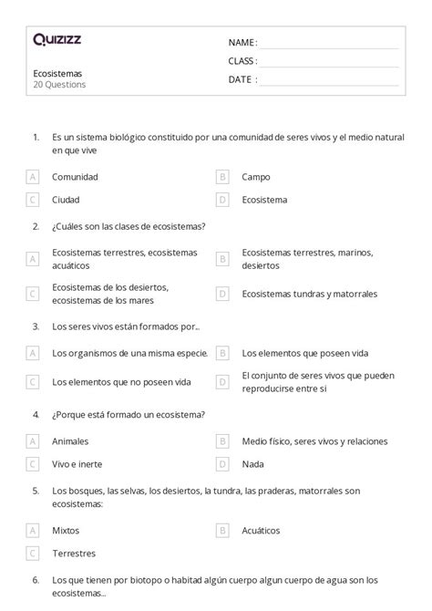 50 Ecosistemas Hojas De Trabajo Para Jardín De Infancia En Quizizz Gratis E Imprimible