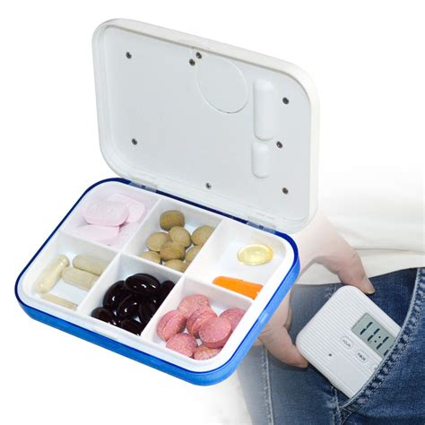electronic pill dispenser medication alarm lcd display  compartments