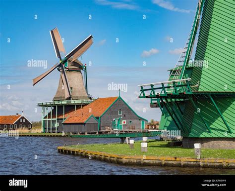 Zaanse Schans Working Windmills Stock Photo - Alamy