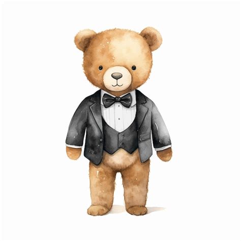 Premium Vector Teddy Bear Groom Watercolor Paint