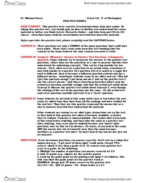 Psyc Lecture Notes Spring Psych Psychological Testing