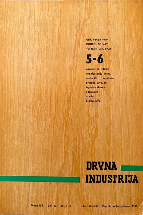 Volume Issue Drvna Industrija Journal