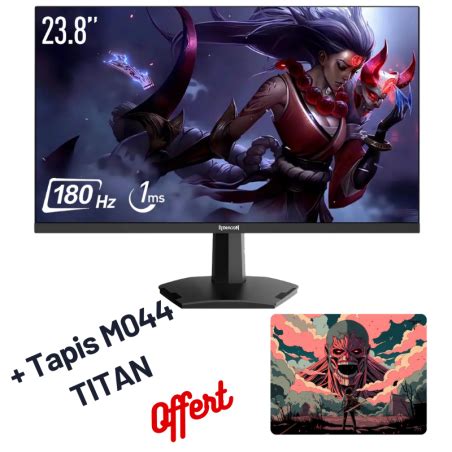 Ecran Gaming Redragon AZUR 23 8 IPS 180Hz NOIR TAPIS DE SOURIS