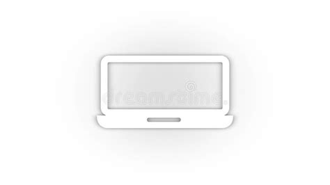 White Laptop Time Icon Isolated On Grey Background Computer Notebook