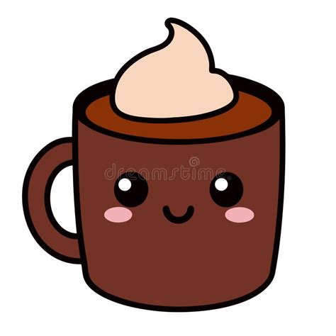 The Kawaii Hot Chocolate Mug Vector Illustration Stock Vector Illustration Of Inviting