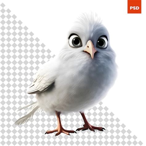 Dessin Anim Petit Oiseau Isol Sur Fond Blanc Illustration D Psd