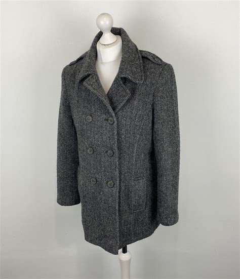 House Of Bruar Harris Tweed Peacoat Grey Herringbone Gem