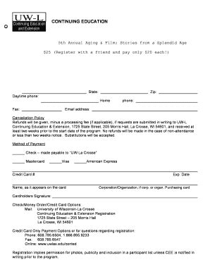 Fillable Online Uwlax Printable Registration Form University Of