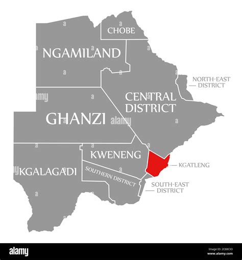 Kgatleng Red Highlighted In Map Of Botswana Stock Photo Alamy