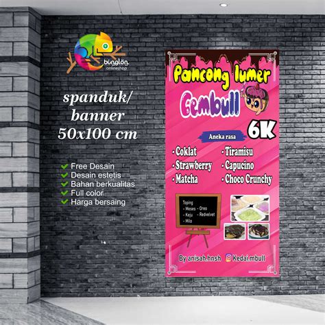Spanduk 50x100 Banner Pancong Lumer Custom Desain Lazada Indonesia