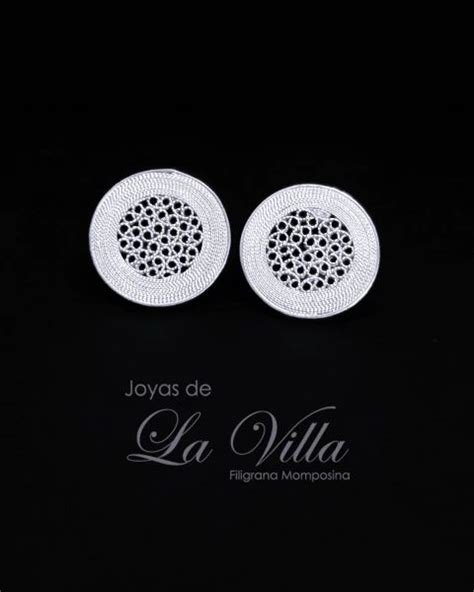 Aretes tipo topo círculos caracoles y panderos Filigrana Momposina