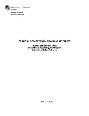 Fillable Online Ucdenver CLINICAL TRAINING MODULES UNIVERSITY OF