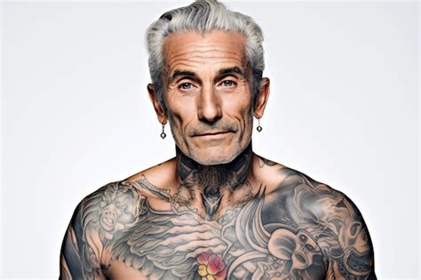 Premium Ai Image Portrait Of An Old Man With Tattoos On His Arms