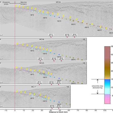 Pre Stack Depth Migrated Section Of Seismic Dip Lines Yellow Arrows