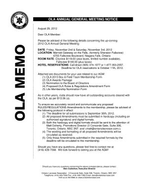 Fillable Online Ontario Lacrosse Association Agm 2012 Form Fax Email