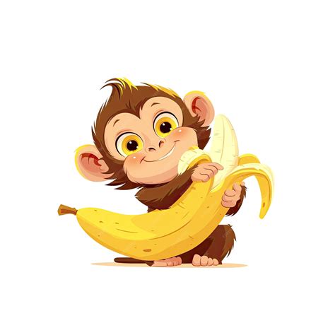 Premium PSD | Funny Monkey Cartoon Holding A Banana Cartoon Illustration