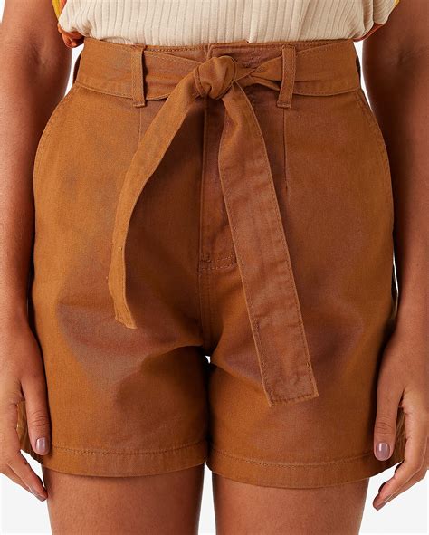 Riachuelo Short Jeans Color Feminino Clochard Amarra O Marrom Camelo