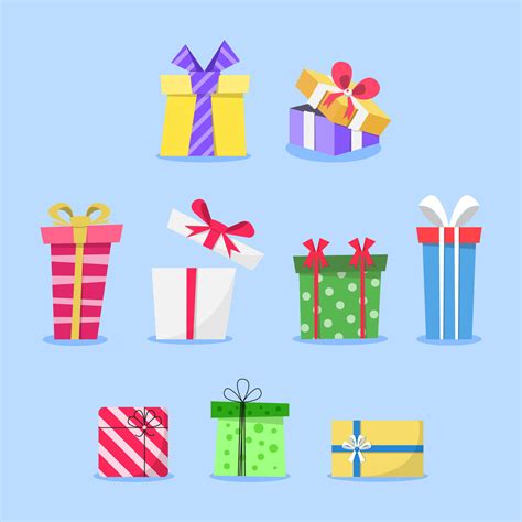 Group Of Flat Christmas Gift Boxes Illustration 13810077 Vector Art At