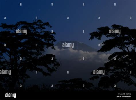 Mount Kilimanjaro At Night In Moshi City Tanzania Africa Stock Photo