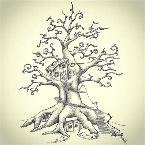 Fantasy Tree Drawing At Paintingvalley Explore Collection Of