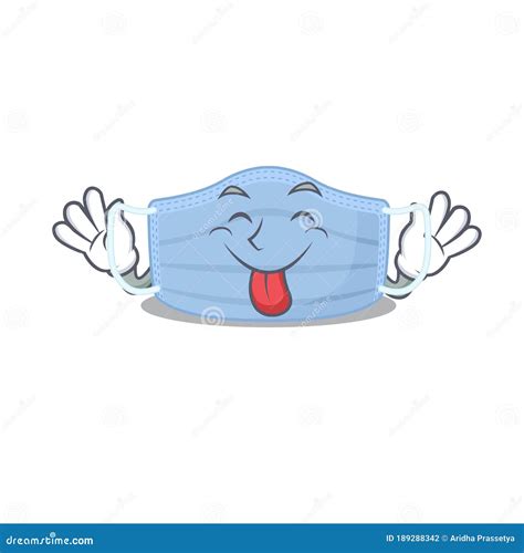 Funny Surgical Mask Cartoon Design with Tongue Out Face Stock Vector ...