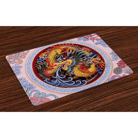 Dragon Placemats Set Of 4 Chinese Dragon With Horns Mane And Claws