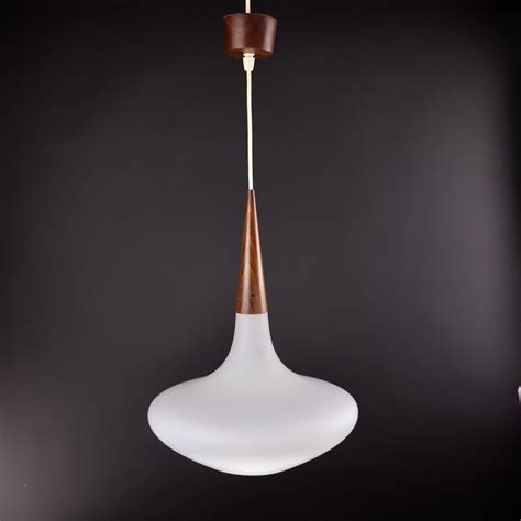 Hanging Lamp Scandinavian Glass Lamp With Wood Accents Catawiki