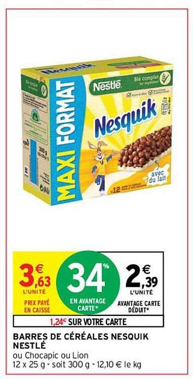 Promo Barres De C R Ales Nesquik Nestl Chez Intermarch Contact