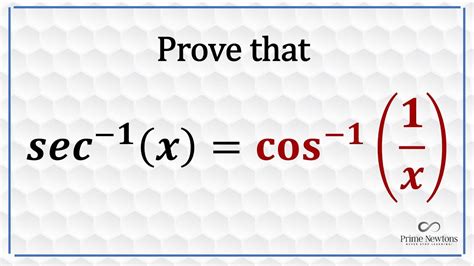 arcsecx = arccos(1/x) - YouTube