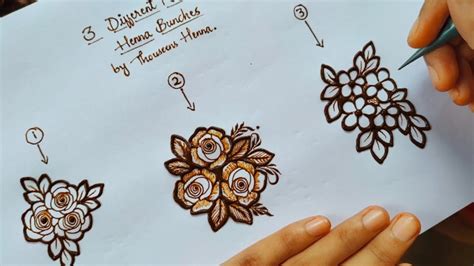 How To 3 Different Floral Henna Bunches 3 Different Floral Bunch Tutorial By Thouseens Henna