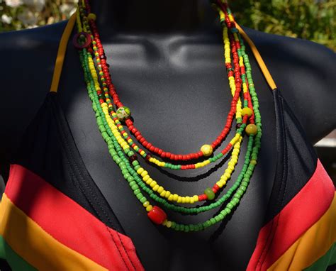 Rasta Jamaica Fun Five Strand Necklace Etsy Necklace Strand