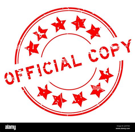 Grunge Red Official Copy Word With Star Icon Round Rubber Seal Stamp On