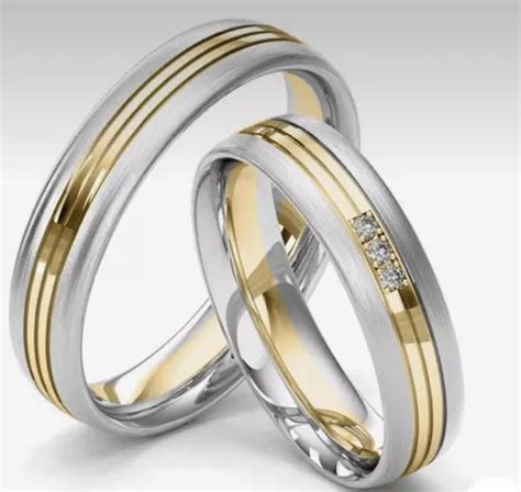 Anillos De Matrimonio Oro Blanco Y Amarillo 14k 5mm Clasica Meses Sin