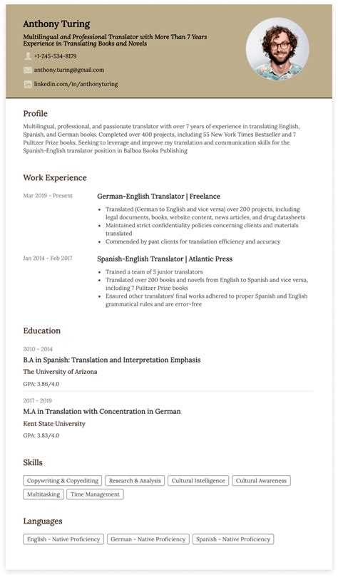 Translator Resume Resume Example And Tips Cakeresume