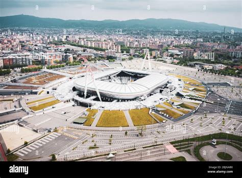 Turin, TO, Italy: An aerial view of the Juventus FC Allianz Stadium ...